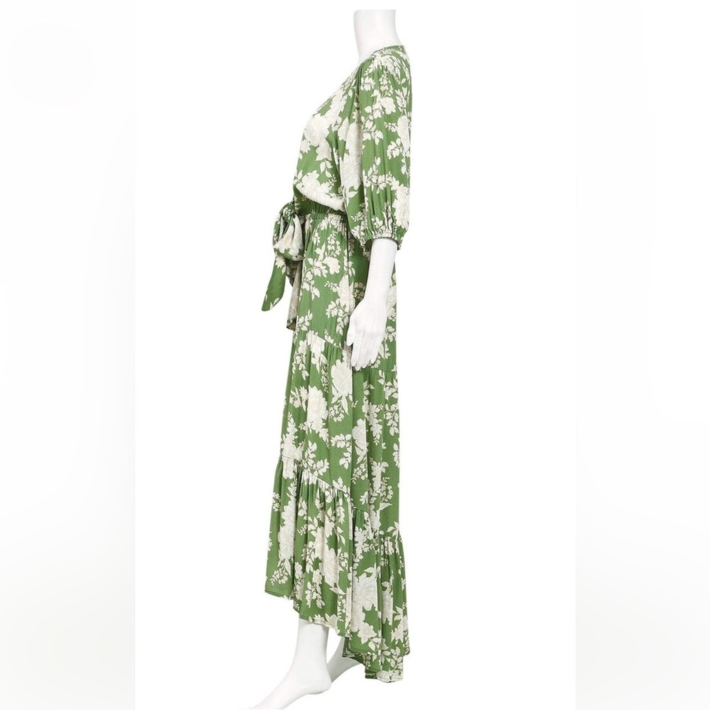 KIVARI Yara Floral Apple Green Tie Front Maxi Dress NWT - Picture 13 of 16
